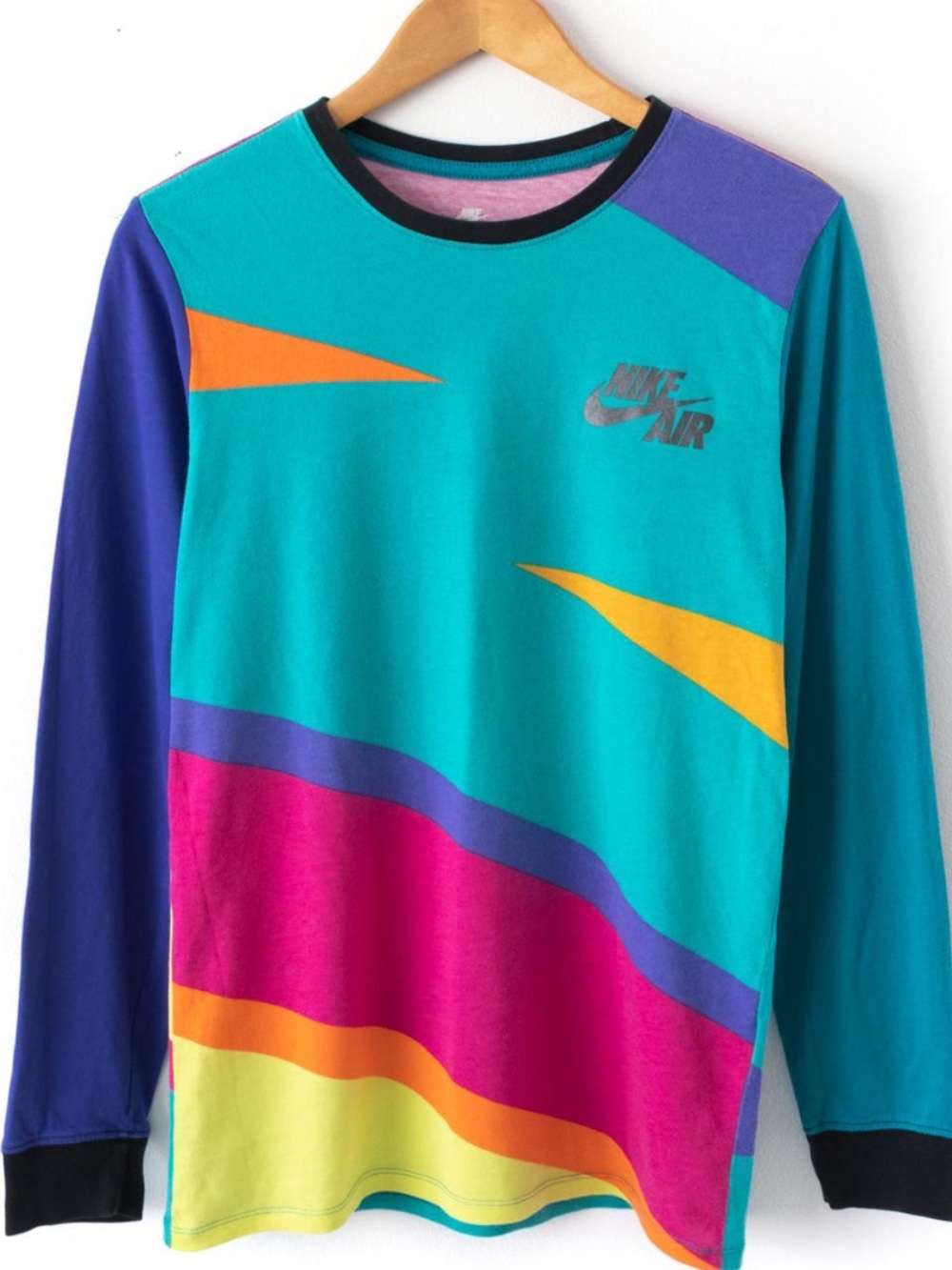 NIKE AIR FUTURA 90s Colorblock CREW Long Sleeve Tee Retro Mens L